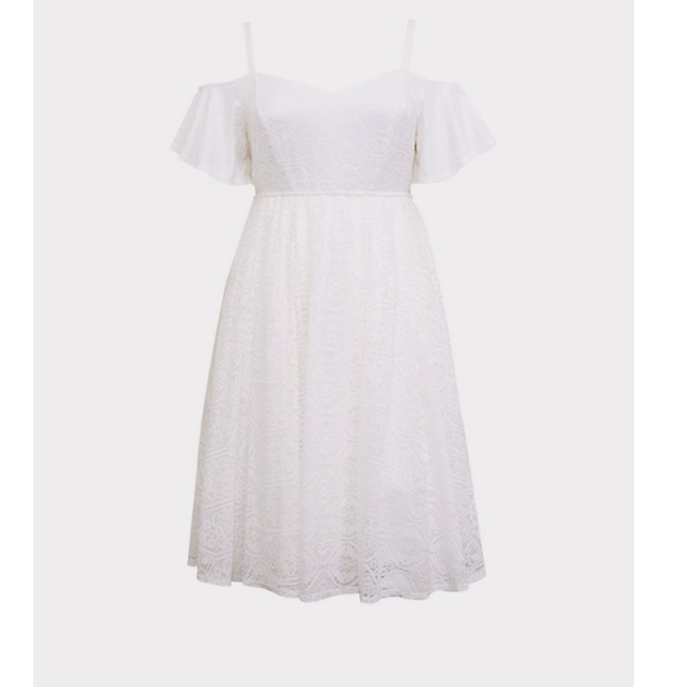 Torrid Ivory Lace Cold Shoulder Skater Dress